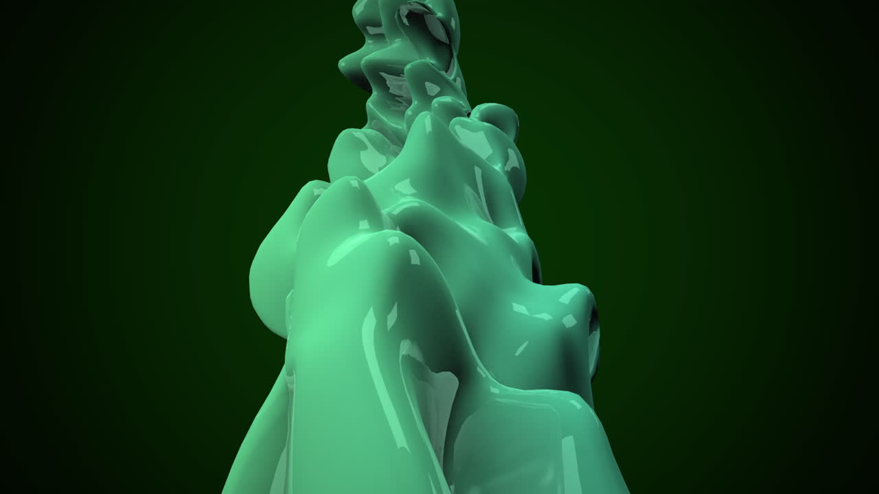 движение темно-зеленая жидкость футуристические формы абстрактный геометрический фон