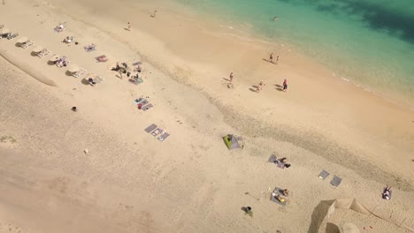 Luftaufnahme-Des-Sandstrandes-Auf-Der-Kanarischen-Insel,-Spanien,-Atlantik,-Sommerurlaubsziel-In-Europa