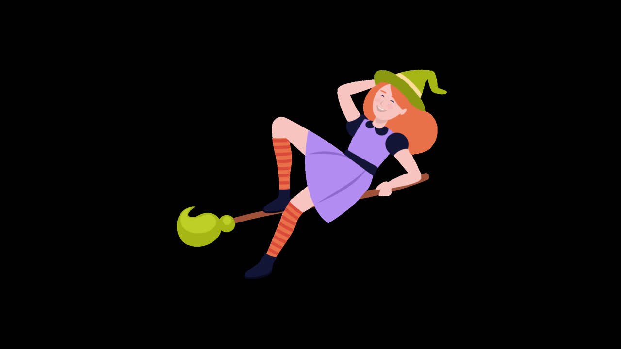 자루를 타고 날아다니는 행복한 마녀