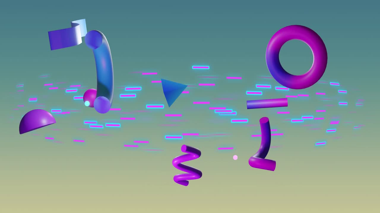 초록색 배경에서 움직이는 추상적인 모양의 애니메이션