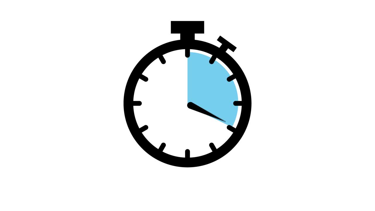 The 35 minutes, stopwatch icon. Stopwatch icon in flat style, timer on on color background. Motion graphics.