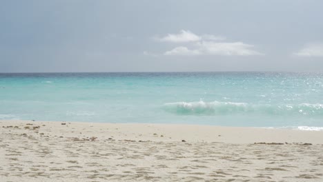 calm sea waves in cancun with beautiful blue waters. caribbean beach.