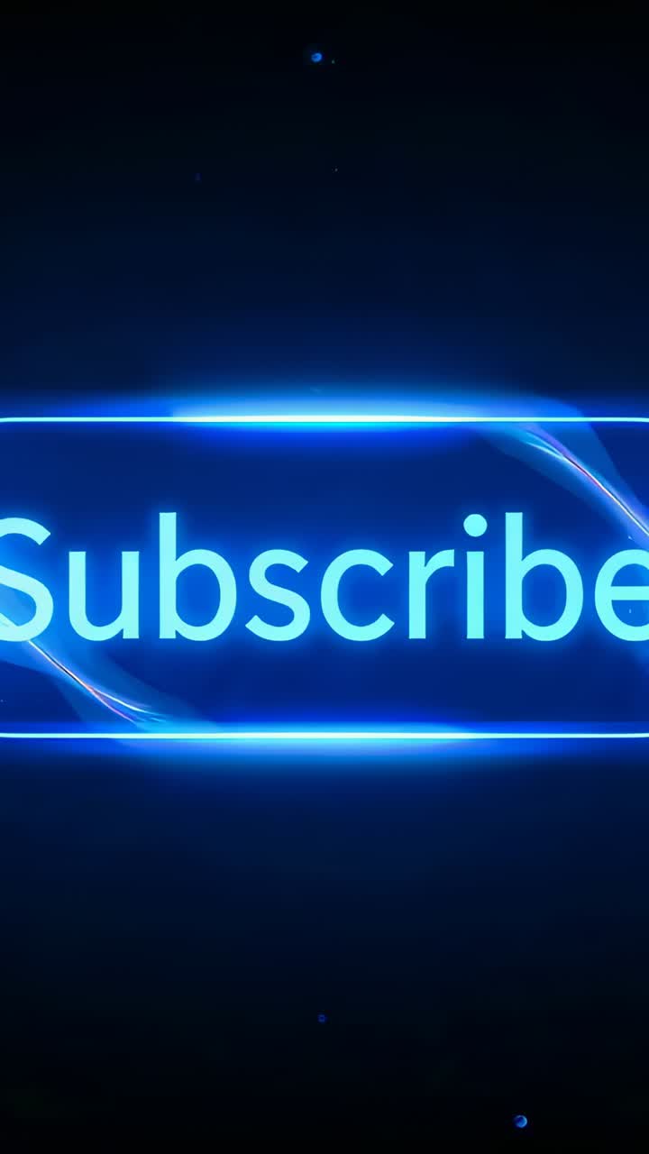 Vertical video: Loop starting Subscribe text pulsing on dark screen to prompt action, neon frame