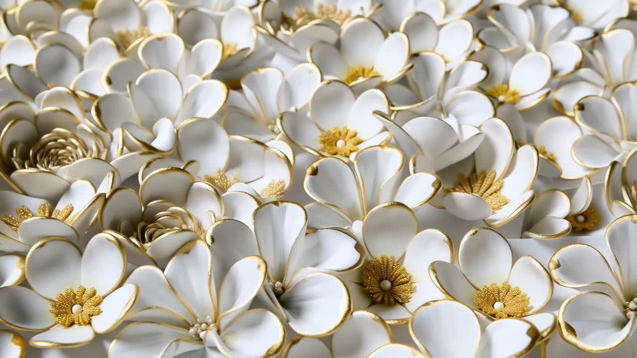 Elegant hvidt og gyldent blomstermønster