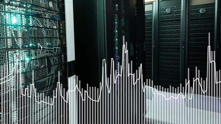 Animation of statistical data processing against computer server room