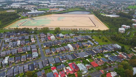 drone of houses and floods in sydney, australia