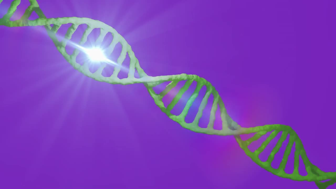 animación de puntos de luz sobre la cadena de adn