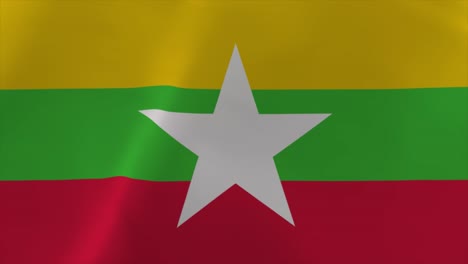 animación de la bandera de myanmar en 4k con fondo de papel tapiz en movimiento