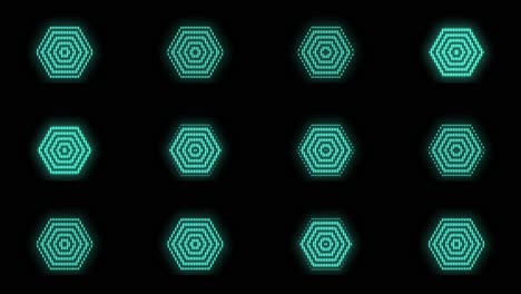 patrón geométrico hexagonal azul neón