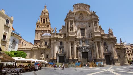 gothic cathedral on the main square in murcia spain in summer