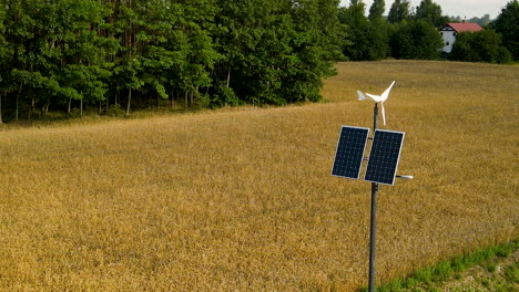 weather vane powered by a solar generator at the wheat field in czeczewo, poland