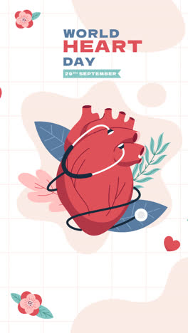 an animation of flat background for world heart day awareness