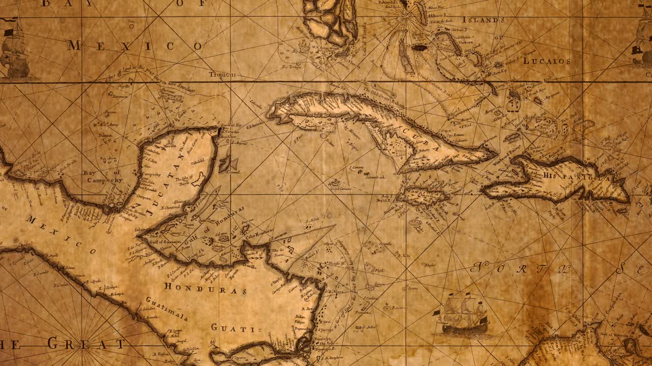 Antique map of Bay of Mexico and Caribbean islands