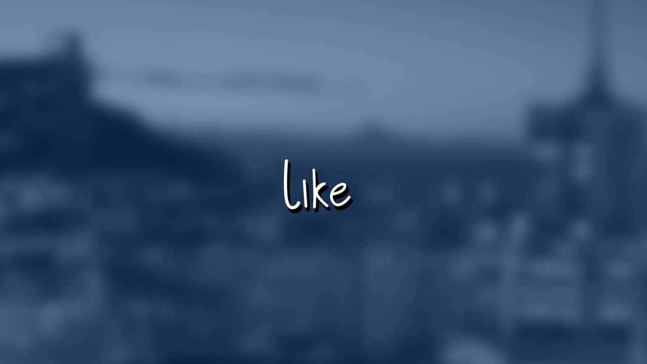 animación de texto similar sobre el paisaje urbano