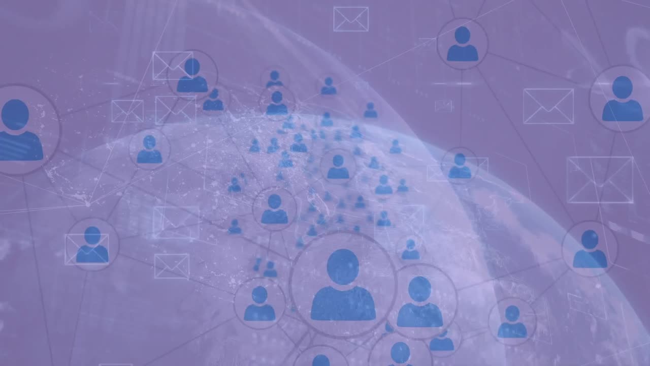 전 세계에 대한 연결 네트워크와 데이터 처리 애니메이션의 배경