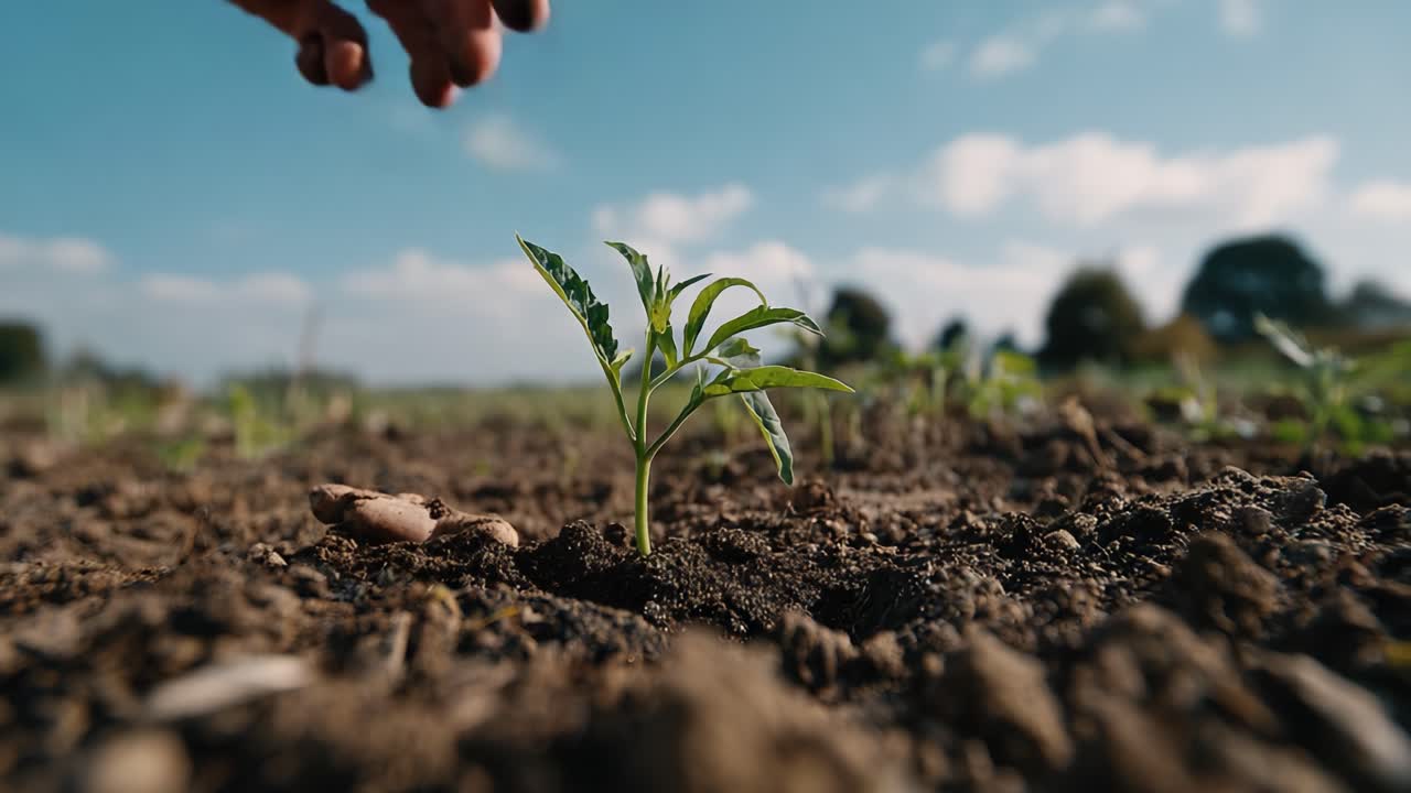 A Enthusiastic Gardener Nurturing New Plant Life in a Flourishing Field, Capturing the Essence of Growth and Connection with Nature's Bounty