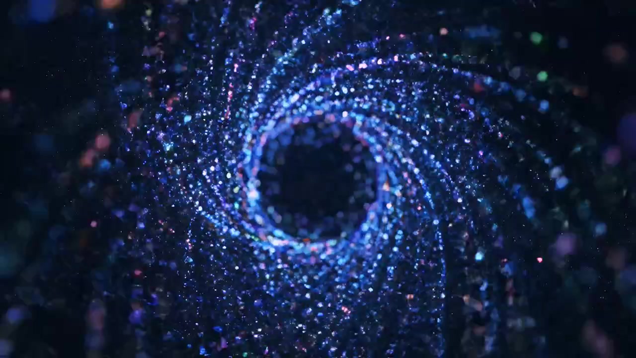 Abstract Blue Particle Vortex Swirling in Dark Space