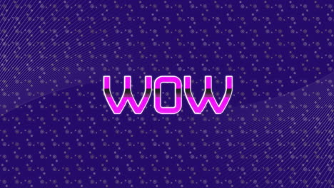 animation of wow text over rows of pattern on purple background