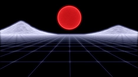 80년대 레트로 퓨처리즘 배경 루프 3d 렌더링