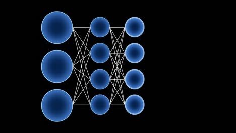 컴퓨터 신경망 데이터 전파의 플로우차트 (flowchart of computer neural network data propagation) 간단한 스케마적 다이어그램 (simple schematic diagram) 러닝 개념 (deep learning concept) 알파 채널을 가진 3d 루프 애니메이션