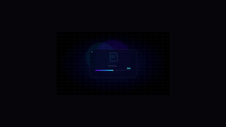 Digital File Upload Progress Bar Animation on Dark Background