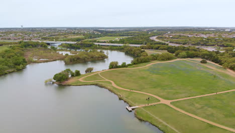 texas lake aerial view 4 -- drone shot