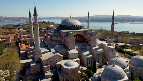 hagia sophia aerial view with drone from istanbul.