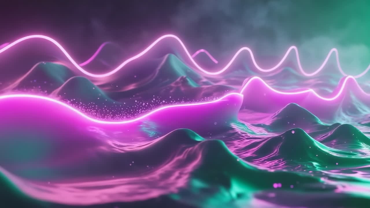 Vibrant Neon Waveform Landscape