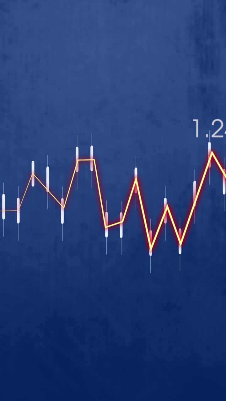 Animation of financial data processing over blue background