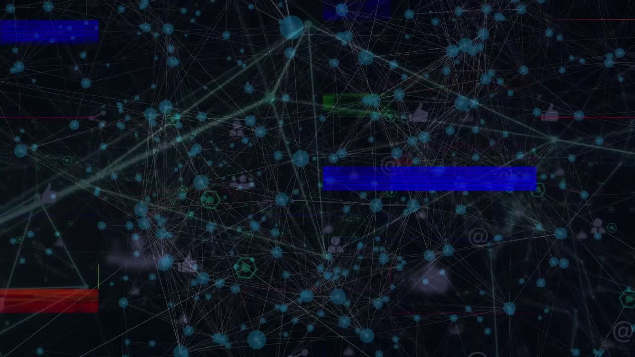 Animation of data processing on black background