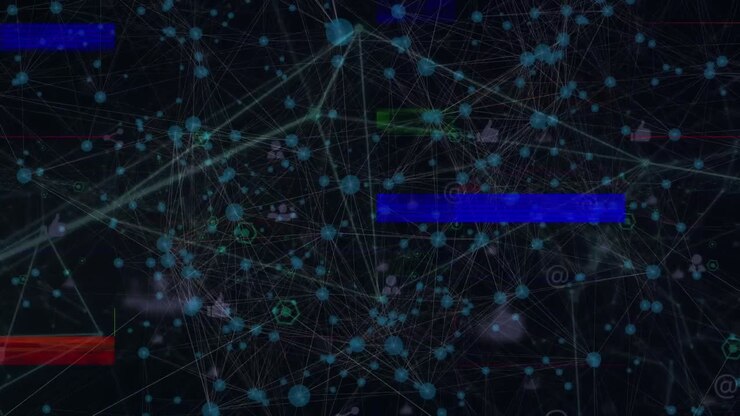 Animation of data processing on black background
