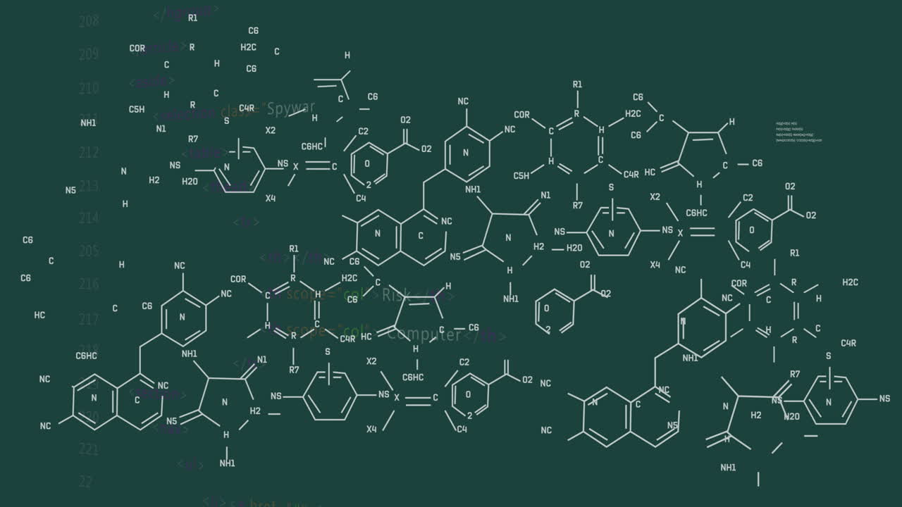 검은 바탕 위의 과학 데이터 처리의 애니메이션