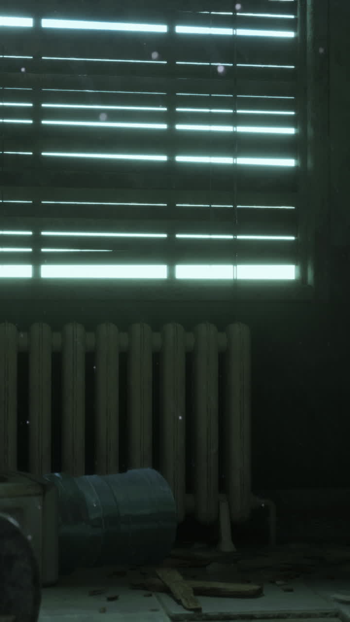 habitación abandonada con polvo y luz solar