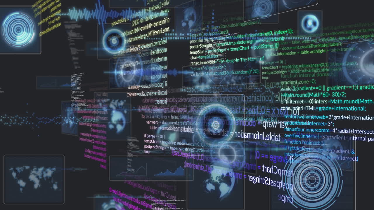 animación del procesamiento de datos sobre un fondo negro