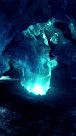 mysterious blue glowing cave