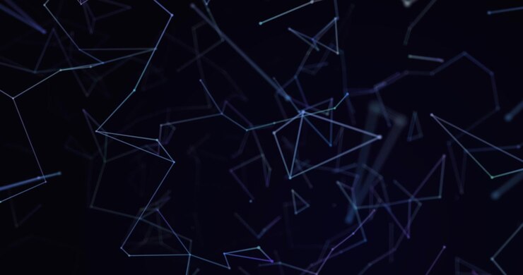 Animation of data processing over black background
