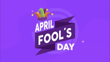 april fools day lettering with ribbon and joker hat