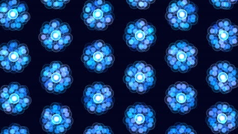 patrón de flor azul radiante en fondo negro una delicia floral resplandeciente