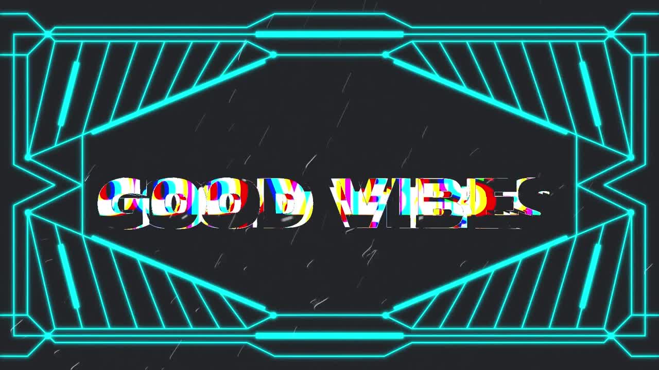 검은색 배경의 모양 위에 좋은 진동 텍스트의 애니메이션