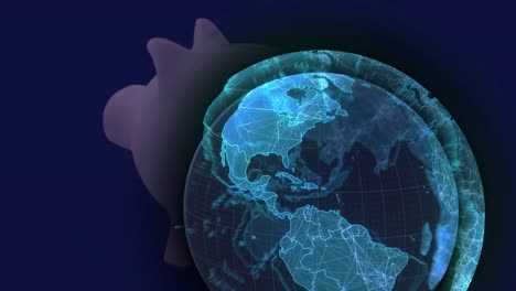 Animation-of-globe-over-piggy-bank