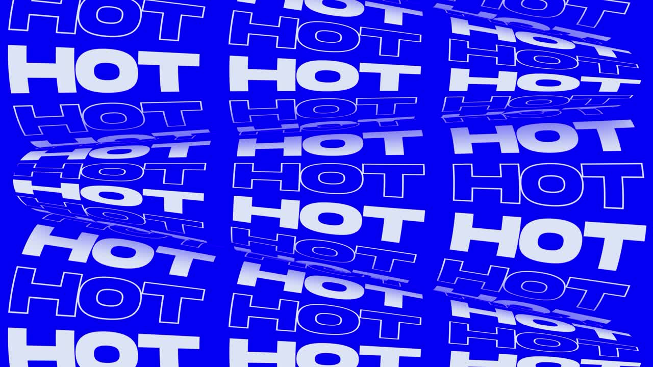 Loop de fundo de animação promocional azul brilhante e vibrante. Banner de sinalização com rolagem de palavras perceptíveis para publicidade promocional. Vídeo de anúncio de marketing cinético chamativo e vibrante para redes sociais