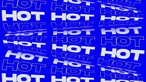 hot blue bright promotional animation background loop. perceptible word rolls sign banner for promo advertising. flashy hot social media kinetic marketing announcement video.