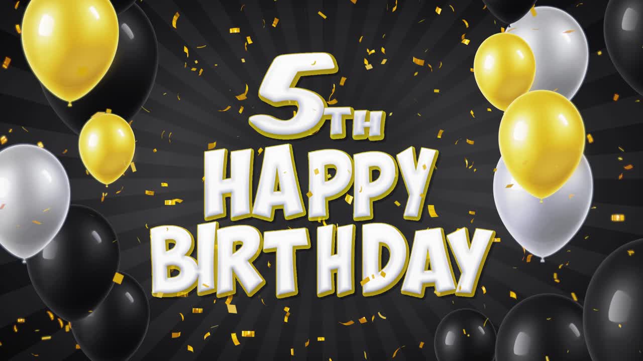 5th Birthday Celebration with Balloons and Confetti