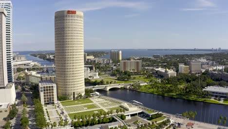 aerial view of downtown tampa, florida riverwalk