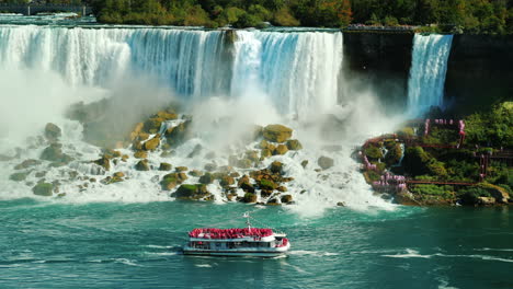 tour boat passes niagara falls