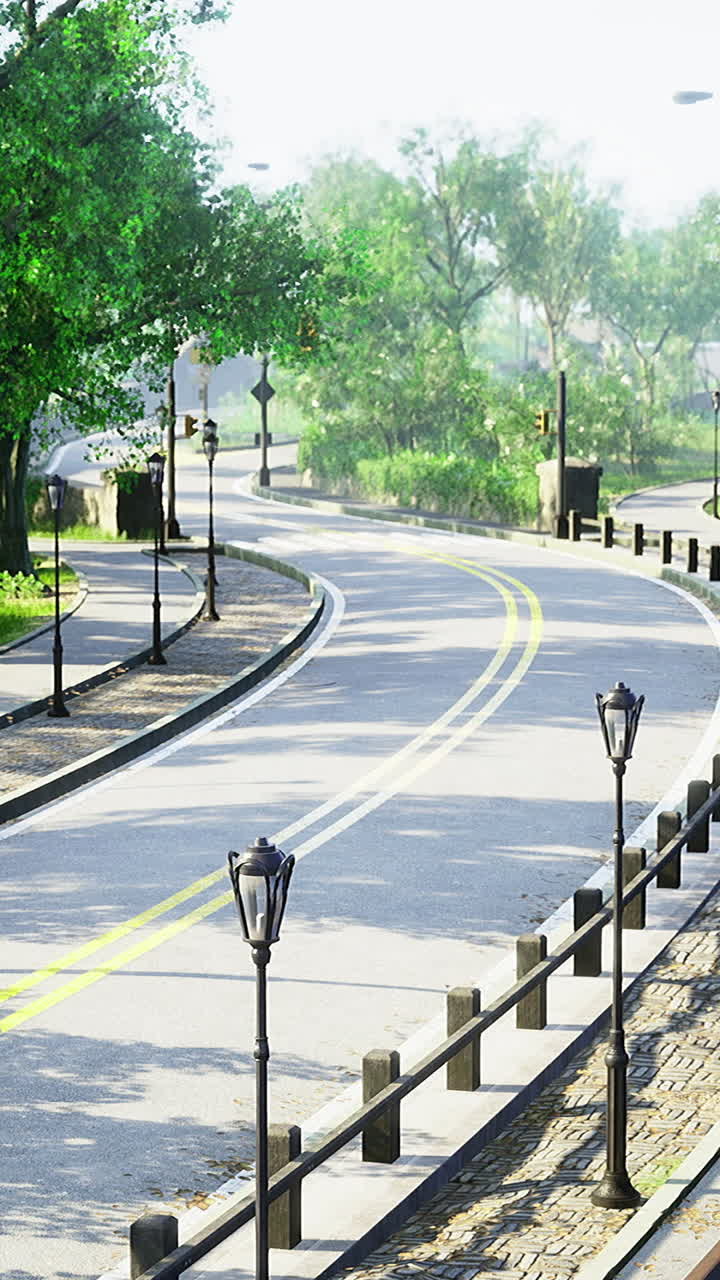 Winding pathway through a tranquil green park showcasing serene nature