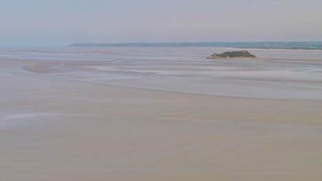 Panoramic-view-from-the-tower-of-Mont-Saint-Michel-on-the-English-Channel-at-low-tide