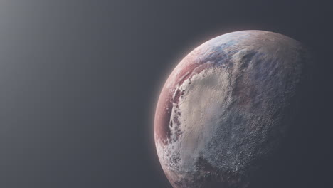 cinematic rotating shot of dwarf planet pluto in solar system