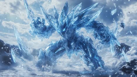 ice giant in a snowy landscape