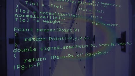 Animation-Einer-Schleife-Der-Computersprache-über-Dem-Datenserverraum-Im-Hintergrund